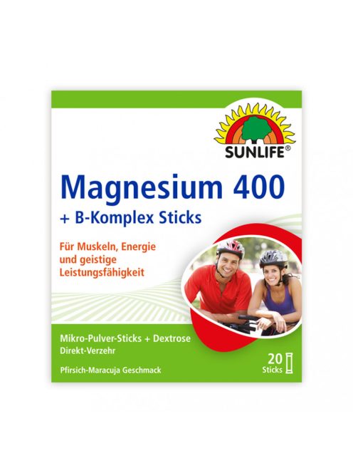 SUNLIFE®  Magnézium 400 + B-komplex por tasakban  - őszibarack-maracuja ízű 20 db