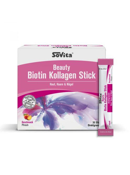 SoVita Biotin kollagén szépség por - őszibarack ízű 30 tasak