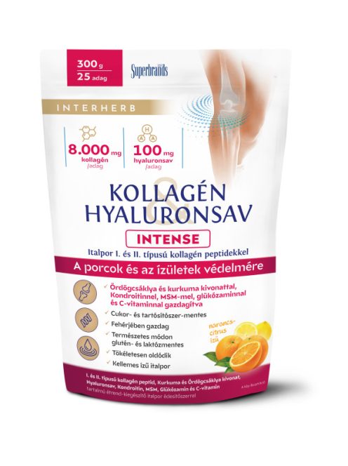 INTERHERB Kollagén & Hyaluronsav italpor INTENSE Narancs-Citrus ízű 300 g