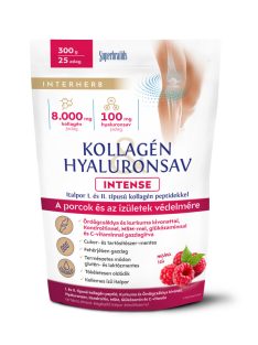   INTERHERB Kollagén & Hyaluronsav italpor INTENSE Málnaízű 300 g